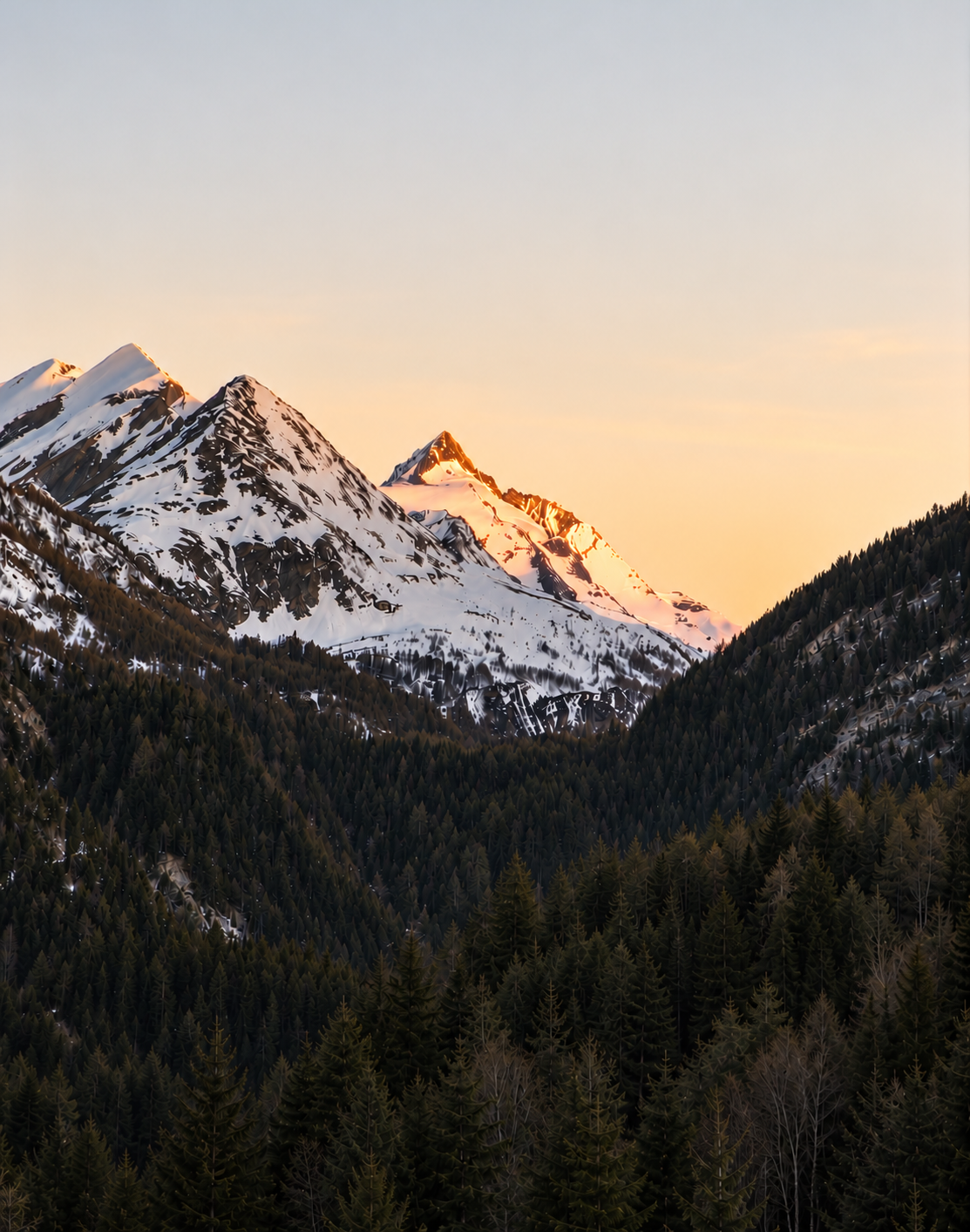Golden Alpine Valley at Dusk